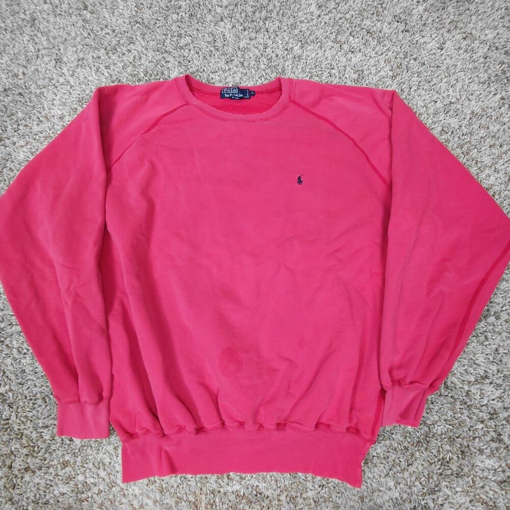 Vintage 90s Polo Ralph Lauren Sweatshirt Mens XL Red Pony Logo Crewneck Distress